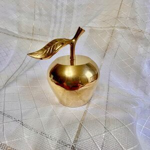 Brass Apple Bell, Vintage Brass Apple Decor, Gift for Teacher Brass Paper Weight